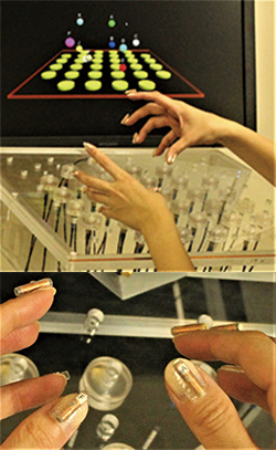 図2　各指に装着したLCコイル（マーカ）による手指の運動計測